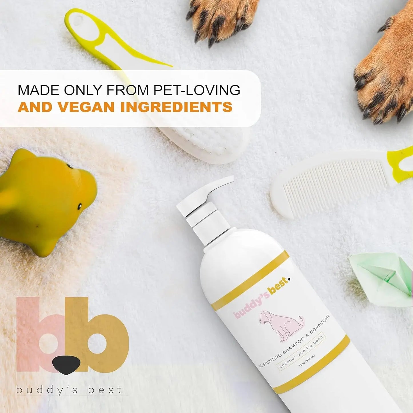 Transform Bath Time with Buddy's Best Dog Shampoo & Conditioner - Oatmeal Formula for Nourishing Sensitive Skin, Coconut Vanilla Scent, 32oz Buddy's Best