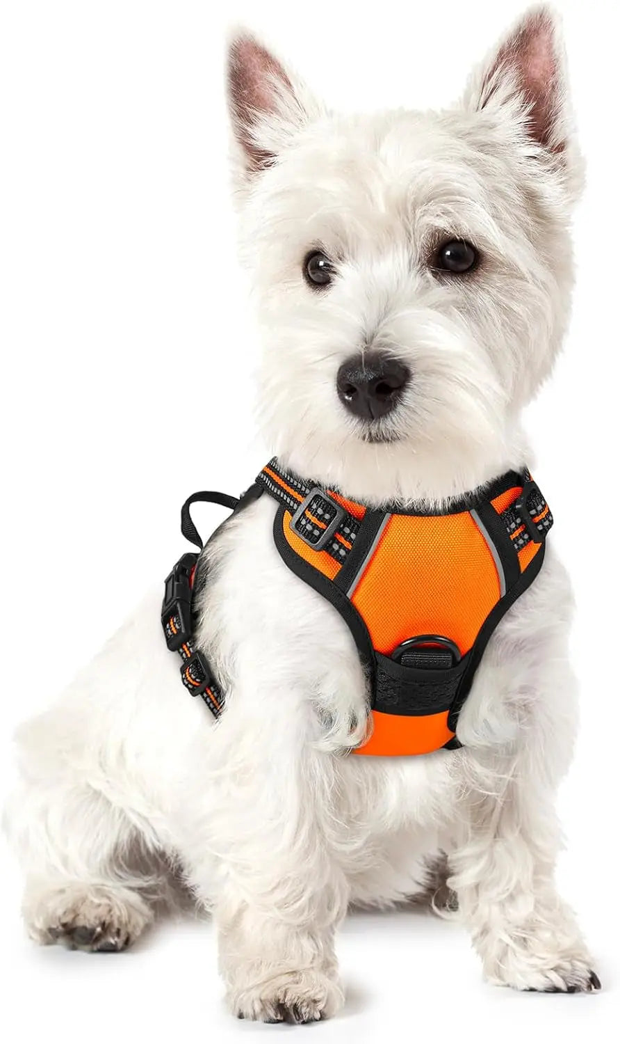 GLOBEGOU CO.,LTD Rabbitgoo Large Dog Harness No Pull Adjustable Soft Padded Vest Reflective Oxford Material Red Plaid Dual Leash Clips - Animals & Pet Supplies > Pet Supplies > Pet Collars & Harnesses Dog