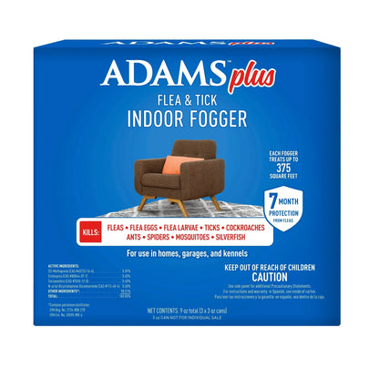 Adama Adams Plus Flea and Tick Indoor Fogger 3 Ounce Pack for Comprehensive Pest Control and Quick Room Coverage - Home & Garden > Household Supplies > Pest Control > Pesticides > Miticides cat