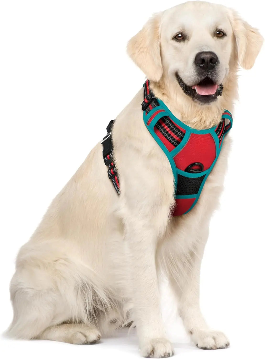 GLOBEGOU CO.,LTD Rabbitgoo Large Dog Harness No Pull Adjustable Soft Padded Vest Reflective Oxford Material Red Plaid Dual Leash Clips - Animals & Pet Supplies > Pet Supplies > Pet Collars & Harnesses Dog