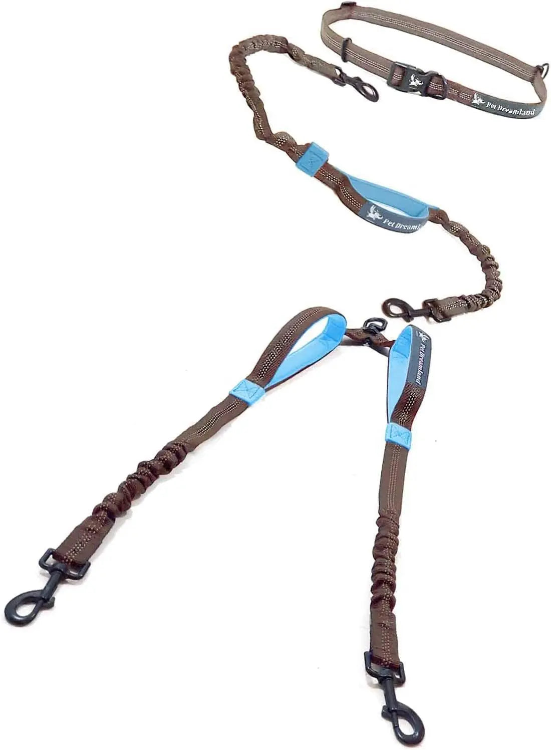 Unleash the Fun: Pet Dreamland's Hands-Free Double Dog Leash for Your Dynamic Duo (Dark Grey & Pink) – Perfect for Jogs, Walks, and Shenanigans! Pet Dreamland