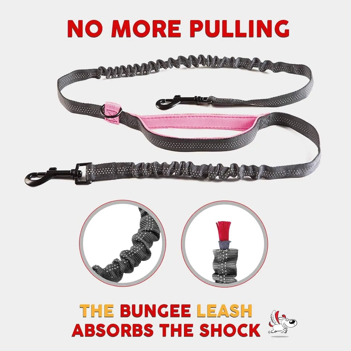 Unleash the Fun: Pet Dreamland's Hands-Free Double Dog Leash for Your Dynamic Duo (Dark Grey & Pink) – Perfect for Jogs, Walks, and Shenanigans! Pet Dreamland