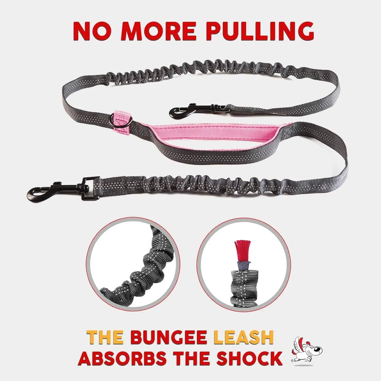 Unleash the Fun: Pet Dreamland's Hands-Free Double Dog Leash for Your Dynamic Duo (Dark Grey & Pink) – Perfect for Jogs, Walks, and Shenanigans! Pet Dreamland