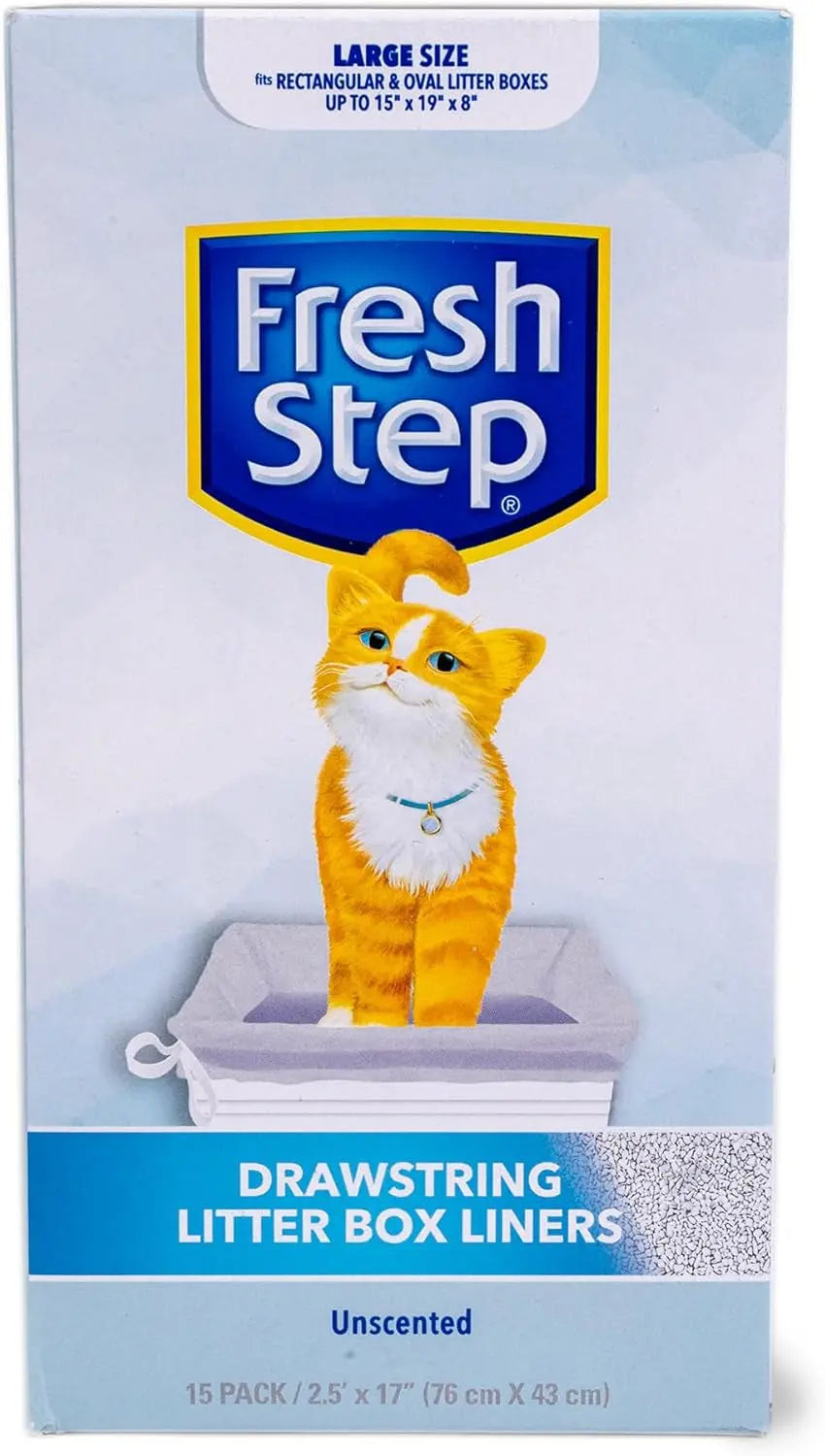 Fresh Step Drawstring Cat Litter Box Liners, Fresh Scent, Size Large,2.5"X17" - 7 Count | Kitty Litter Bags, Cat Litter Liners for All Cats to Keep Your Home Clean Fetch for Pets