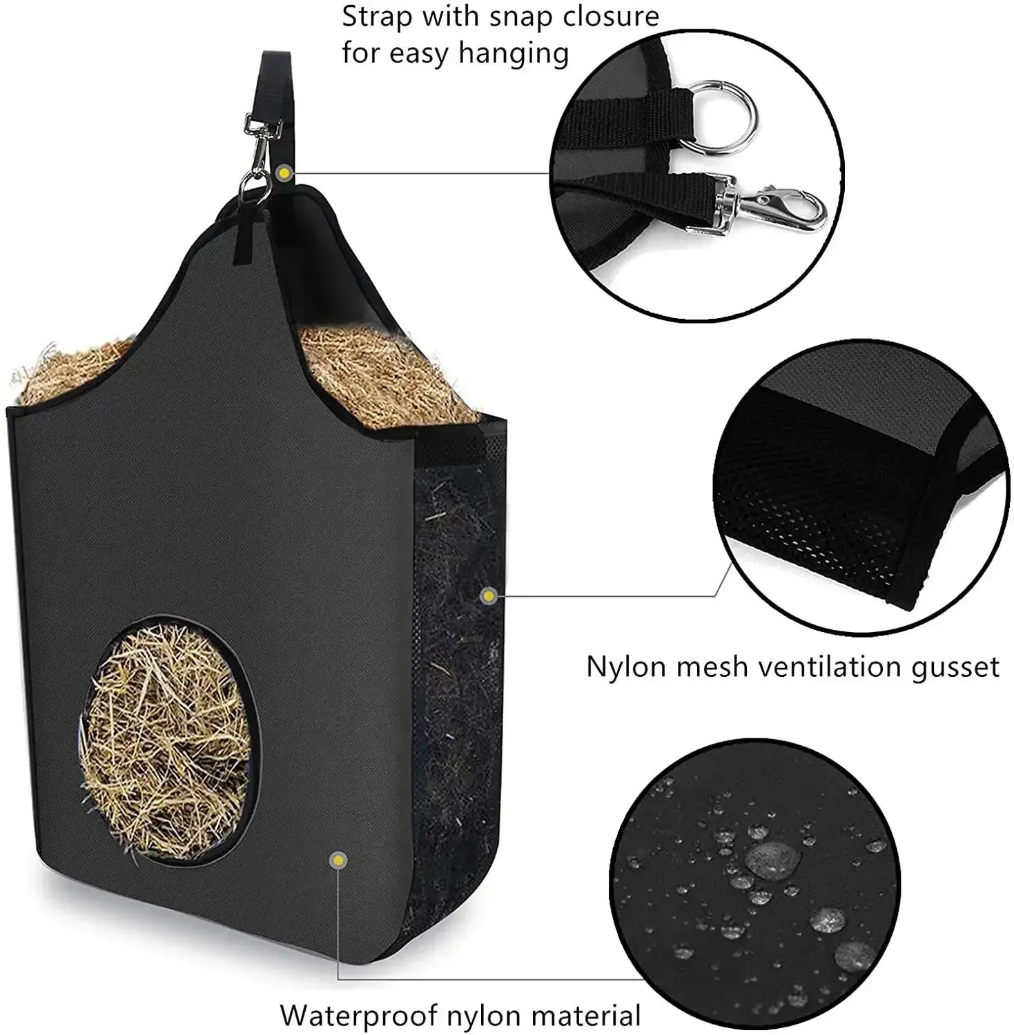 Hay Bag for Horse Pouch Oxford Feeding Waterproof Animals Feeder Hay Sheep Horse Accessories Equestrian Equipment Farm Supplies Excel Pets