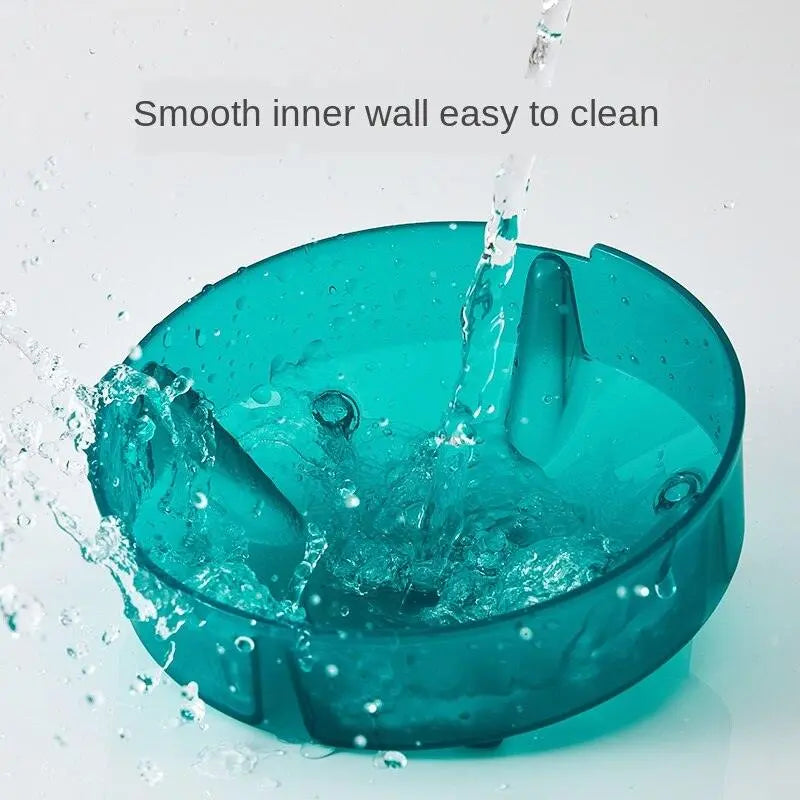 Eco-friendly cat and dog food bowl set with smooth inner wall, easy to clean, and non-slip base in malachite green color.
