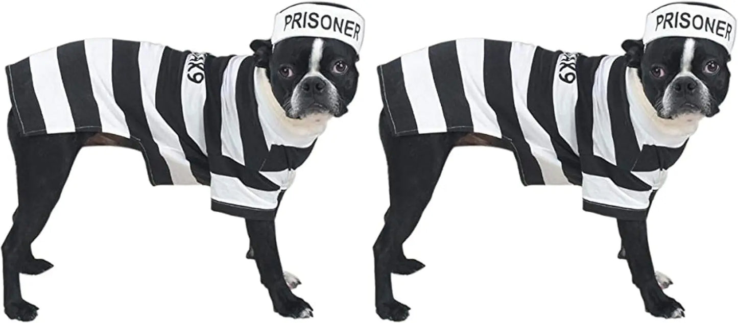 Stylish Prison Pooch Costume for Medium Dogs - Black and White Halloween Apparel PetEdge Dealer Services*