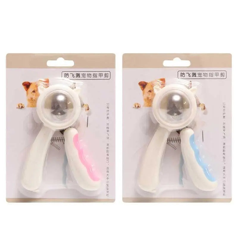PawPerfect Nail Trimmer pet grooming tool with safety cover and ergonomic handle in pink and blue variants