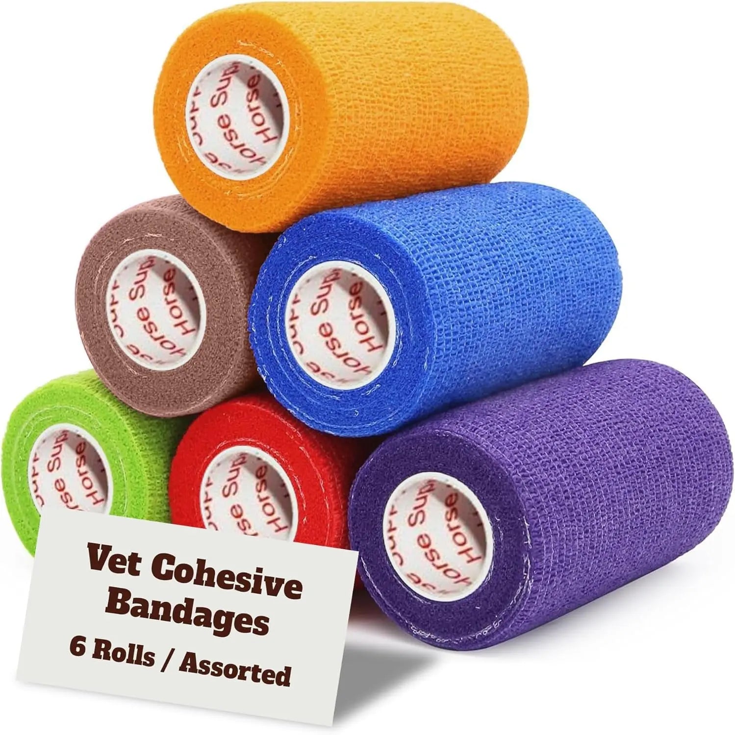 Prairie Horse Supply Bulk Pack 4 Inch Veterinary Wrap Tape Prairie Horse Self Adhesive Vet Wrap With Colorful Designs 5 Yard Roll - Animals & Pet Supplies > Pet Supplies > Pet Medical Tape & Bandages Equine