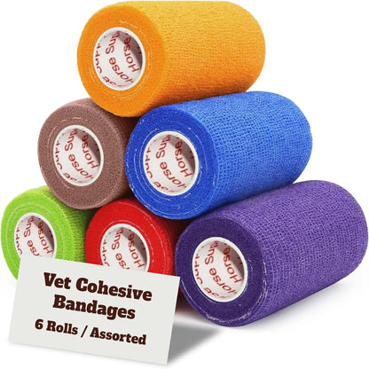 Prairie Horse Supply Bulk Pack 4 Inch Veterinary Wrap Tape Prairie Horse Self Adhesive Vet Wrap With Colorful Designs 5 Yard Roll - Animals & Pet Supplies > Pet Supplies > Pet Medical Tape & Bandages Equine