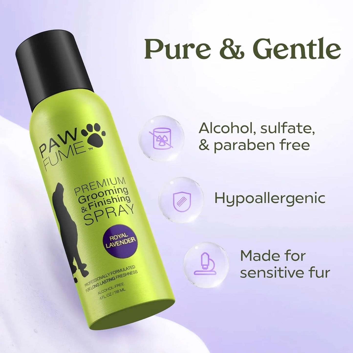 PAWFUME Detangling Dog Grooming Spray, Royal Lavender, 1-Pack – Keeps Pups Fresh All Day – Hypoallergenic, Alcohol-Free, Detangling & Moisturizing – Salon-Quality Dog Necessities for Coat & Fur Care Excel Pets