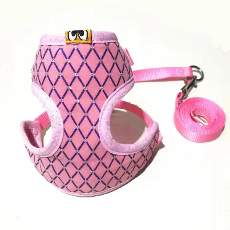 Pink breathable nylon Pet Comfort Harness with leash for small and medium dogs and cats