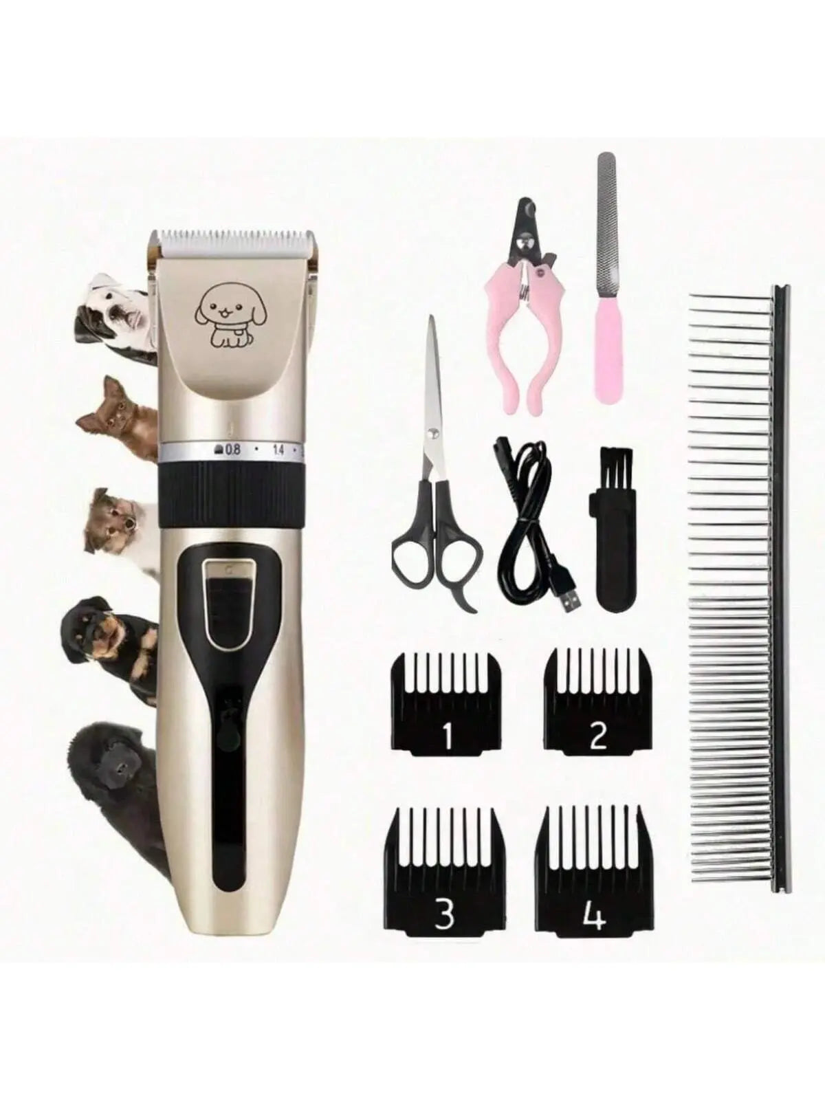 Professional Pet Grooming Kit: Ultra-Quiet Rechargeable Hair Clippers for Dogs and Cats Excel Pets