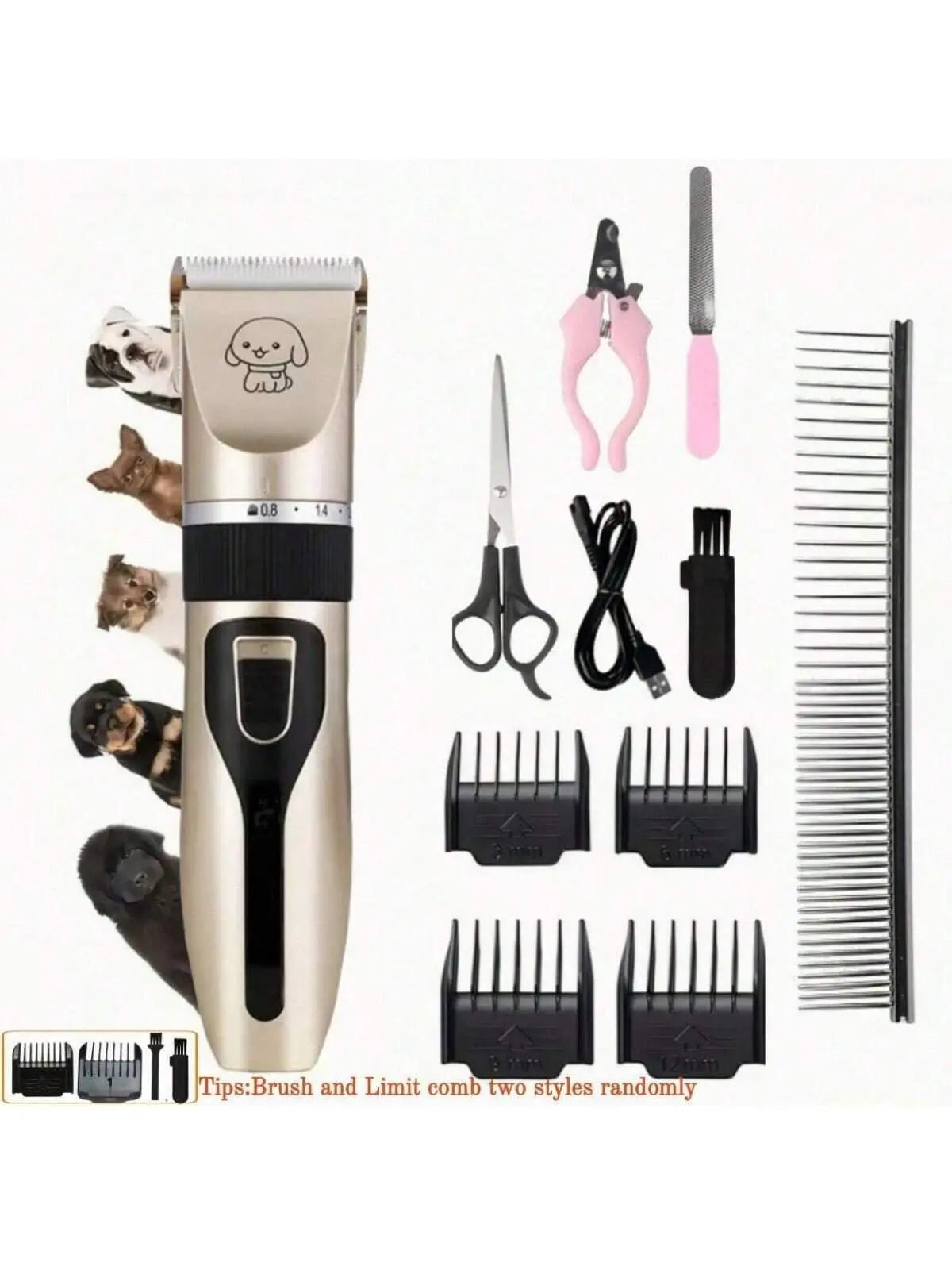 Professional Pet Grooming Kit: Ultra-Quiet Rechargeable Hair Clippers for Dogs and Cats Excel Pets