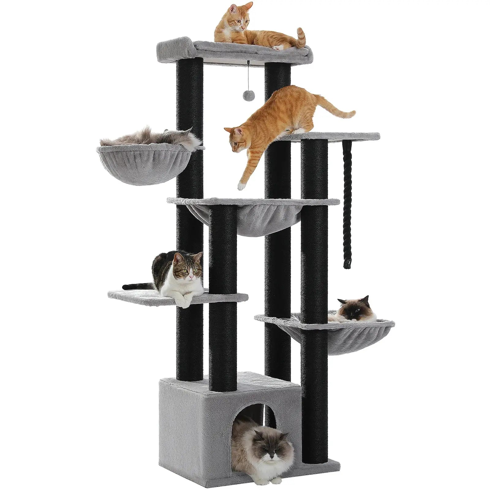 Excel Pets Multi Level Cat Tree For Large Cats With Hammock And 11 Robust Sisal Posts And Large Perch - Animals & Pet Supplies > Pet Supplies > Cat Supplies > Cat Furniture > Cat Trees & Towers cat