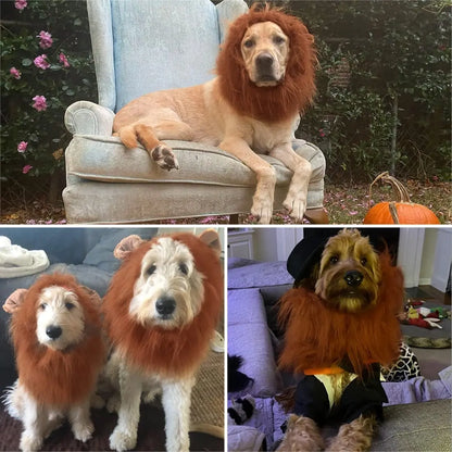 CPPSLEE CPPSLEE Lion Mane Costume for Dogs Realistic Wig for Medium to Large Dogs Dark Brown Halloween Costume - Animals & Pet Supplies > Pet Supplies > Pet Apparel > Pet Costumes Dog