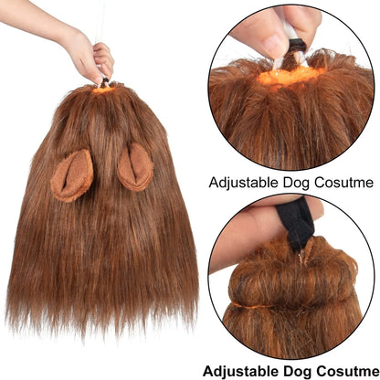 CPPSLEE CPPSLEE Lion Mane Costume for Dogs Realistic Wig for Medium to Large Dogs Dark Brown Halloween Costume - Animals & Pet Supplies > Pet Supplies > Pet Apparel > Pet Costumes Dog
