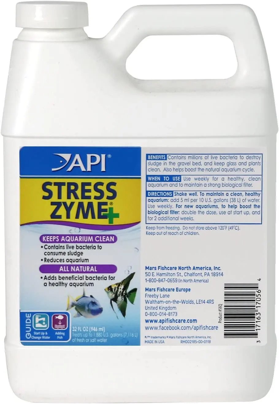 Mars Fishcare API Stress Zyme Aquarium Cleaning Solution 16 Oz Bottle Keeps Tank Crystal Clear and Fish Healthy - Animals & Pet Supplies > Pet Supplies > Fish & Aquatic Supplies > Aquarium Water Treatments > Water Conditioners