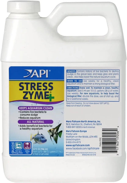 Mars Fishcare API Stress Zyme Aquarium Cleaning Solution 16 Oz Bottle Keeps Tank Crystal Clear and Fish Healthy - Animals & Pet Supplies > Pet Supplies > Fish & Aquatic Supplies > Aquarium Water Treatments > Water Conditioners