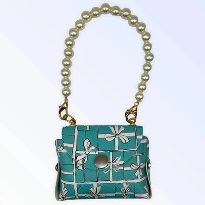 Bark Fifth Avenue Pearl Handle Sniffany Dog Waste Bag Dispenser In Soft Vegan Leather With Beaded Pearl Handle On The Go - Animals & Pet Supplies > Pet Supplies > Pet Waste Bag Dispensers & Holders Dog