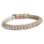 Bark Fifth Avenue Pretty in Pink Pearl and Rhinestone Collar for Dogs with White Stitching and Chrome D Ring Vegan Leather - Animals & Pet Supplies > Pet Supplies > Pet Apparel > Pet Collars & Ties Dog