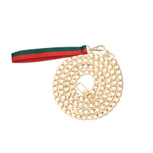 Bark Fifth Avenue Red And Green Canvas Dog Lead With Gold Clip Striped Durable Walking Lead For Everyday Use - Animals & Pet Supplies > Pet Supplies > Pet Leashes Dog