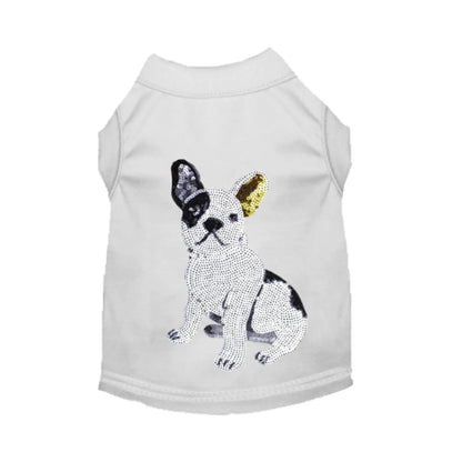 Bark Fifth Avenue French Bulldog Sequin Tee for Dog Lovers Sparkling Applique T Shirt with Shiny Sequin Bulldog Design - Animals & Pet Supplies > Pet Supplies > Pet Apparel > Pet Shirts Dog