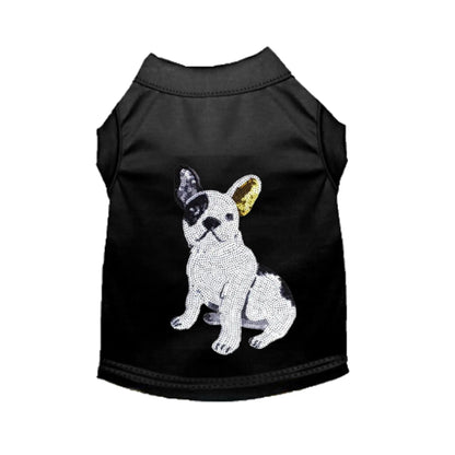 Bark Fifth Avenue French Bulldog Sequin Tee for Dog Lovers Sparkling Applique T Shirt with Shiny Sequin Bulldog Design - Animals & Pet Supplies > Pet Supplies > Pet Apparel > Pet Shirts Dog