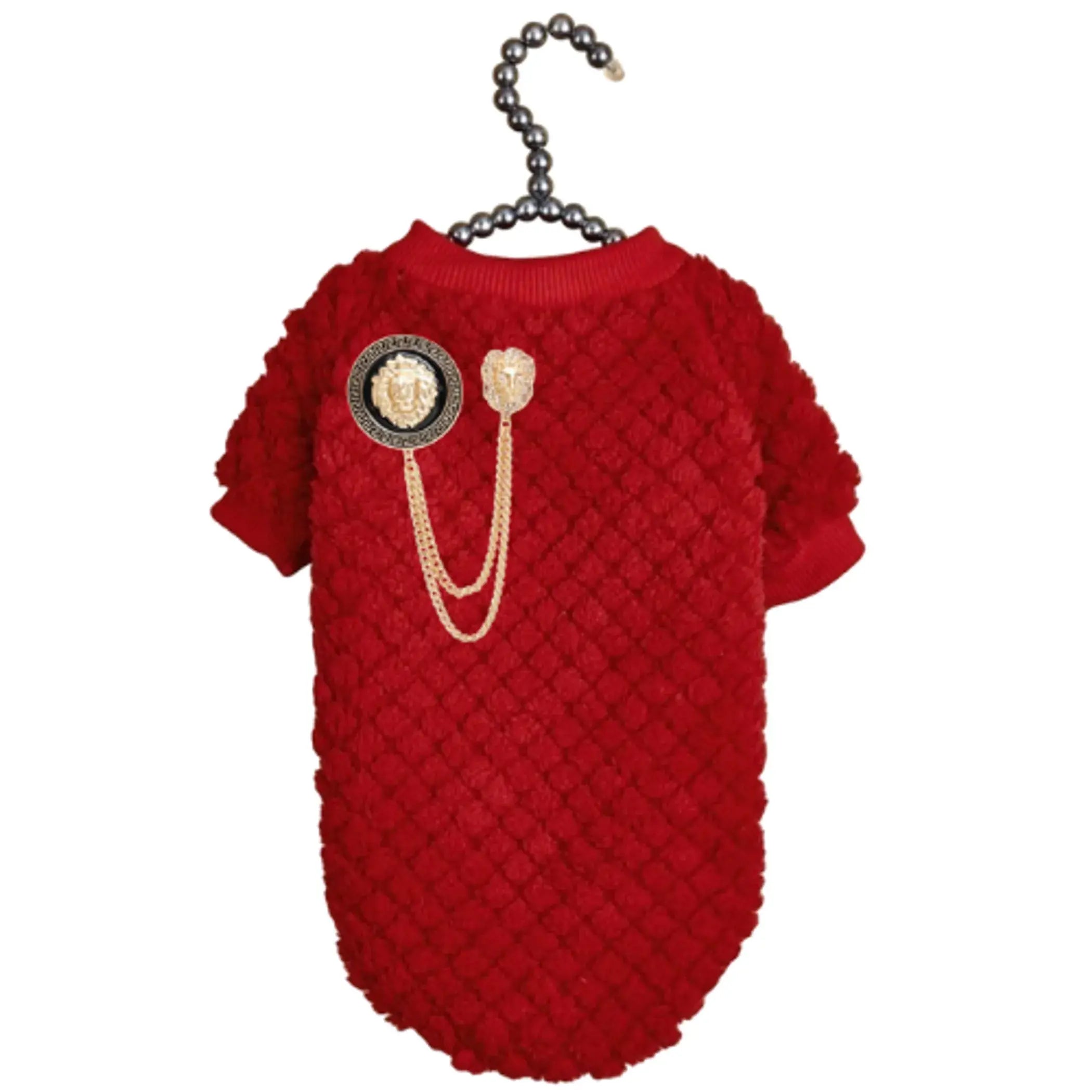 Bark Fifth Avenue Furry Lioness Dog Sweater With Gold Double Pin Brooch Set For Stylish Cozy Warmth This Fall - Animals & Pet Supplies > Pet Supplies > Pet Apparel > Pet Sweaters Dog