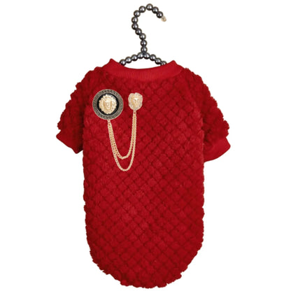 Bark Fifth Avenue Furry Lioness Dog Sweater With Gold Double Pin Brooch Set For Stylish Cozy Warmth This Fall - Animals & Pet Supplies > Pet Supplies > Pet Apparel > Pet Sweaters Dog