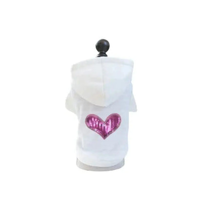 Bark Fifth Avenue Sequin Heart Lightweight Dog Hoodie For Fashionable Pets With Cozy Comfort And Eye Catching Applique - Animals & Pet Supplies > Pet Supplies > Pet Apparel > Pet Hoodies Dog