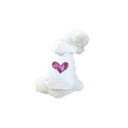 Bark Fifth Avenue Sequin Heart Lightweight Dog Hoodie For Fashionable Pets With Cozy Comfort And Eye Catching Applique - Animals & Pet Supplies > Pet Supplies > Pet Apparel > Pet Hoodies Dog