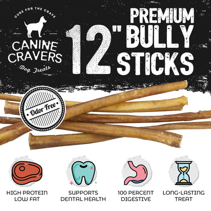 Pure Pals Canine Cravers Premium Odor Free Beef Bully Sticks Gourmet Thick Prime Cut For Dogs - Animals & Pet Supplies > Pet Supplies > Dog Supplies > Dog Treats Dog Treats