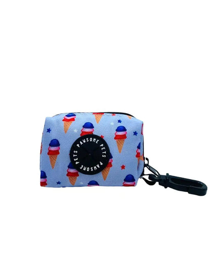 PAWSOME PETS Waste Bag Holder USA Ice Cream Neoprene Portable Trash Bag Dispenser On The Go Everyday Use - Animals & Pet Supplies > Pet Supplies > Pet Waste Bag Dispensers & Holders > Standard Dispensers & Holders Waste bag holders