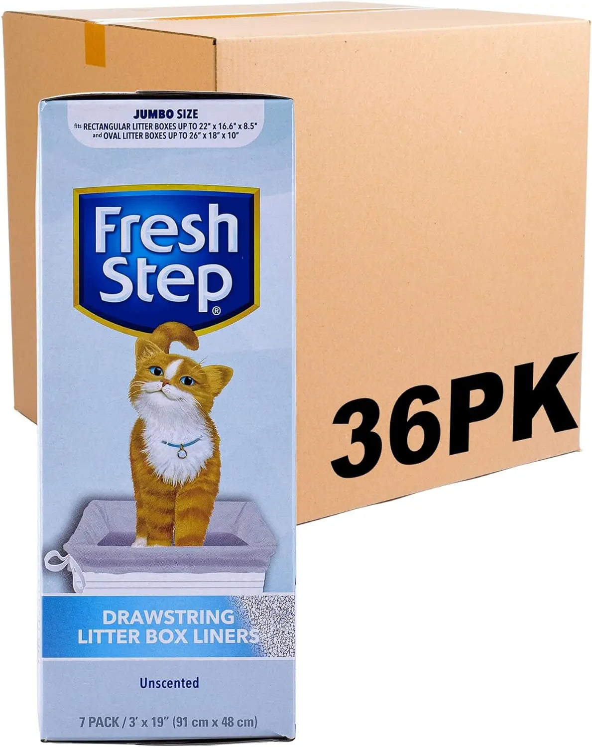 Fresh Step Drawstring Cat Litter Box Liners, Fresh Scent, Size Large,2.5"X17" - 7 Count | Kitty Litter Bags, Cat Litter Liners for All Cats to Keep Your Home Clean Fetch for Pets