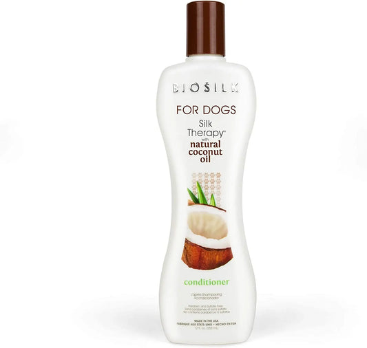 Transform Your Dog's Coat with BioSilk Silk Therapy Conditioner - Nourishing Coconut Oil Formula for Silky Smooth Fur, 12 Ounces Fetch for Pets