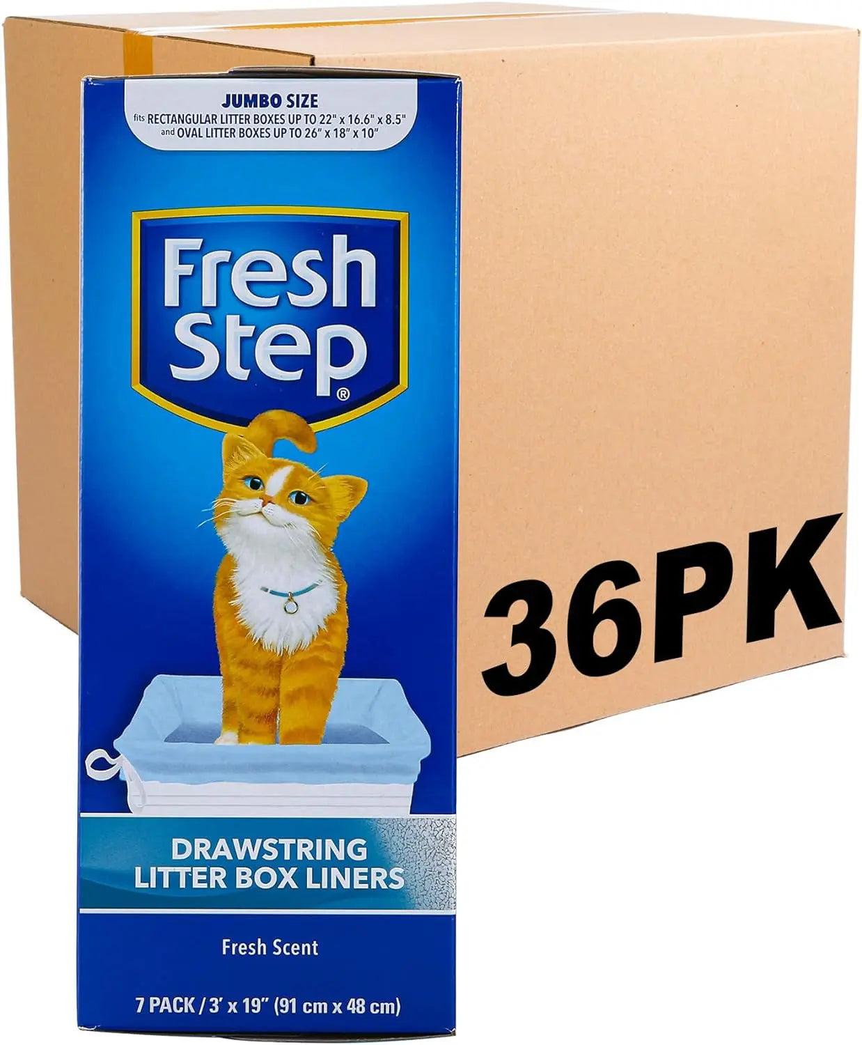 Fresh Step Drawstring Cat Litter Box Liners, Fresh Scent, Size Large,2.5"X17" - 7 Count | Kitty Litter Bags, Cat Litter Liners for All Cats to Keep Your Home Clean Fetch for Pets