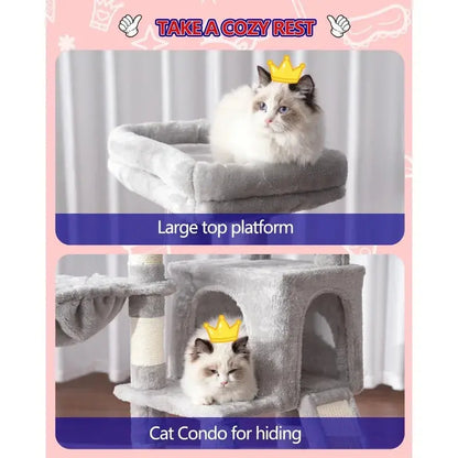 Excel Pets Deluxe Cat Tree Tower With Cozy Condo And Dual Baskets And Scratch Zone For Indoor Cats Large Platform - Animals & Pet Supplies > Pet Supplies > Cat Supplies > Cat Furniture > Cat Trees & Towers cat