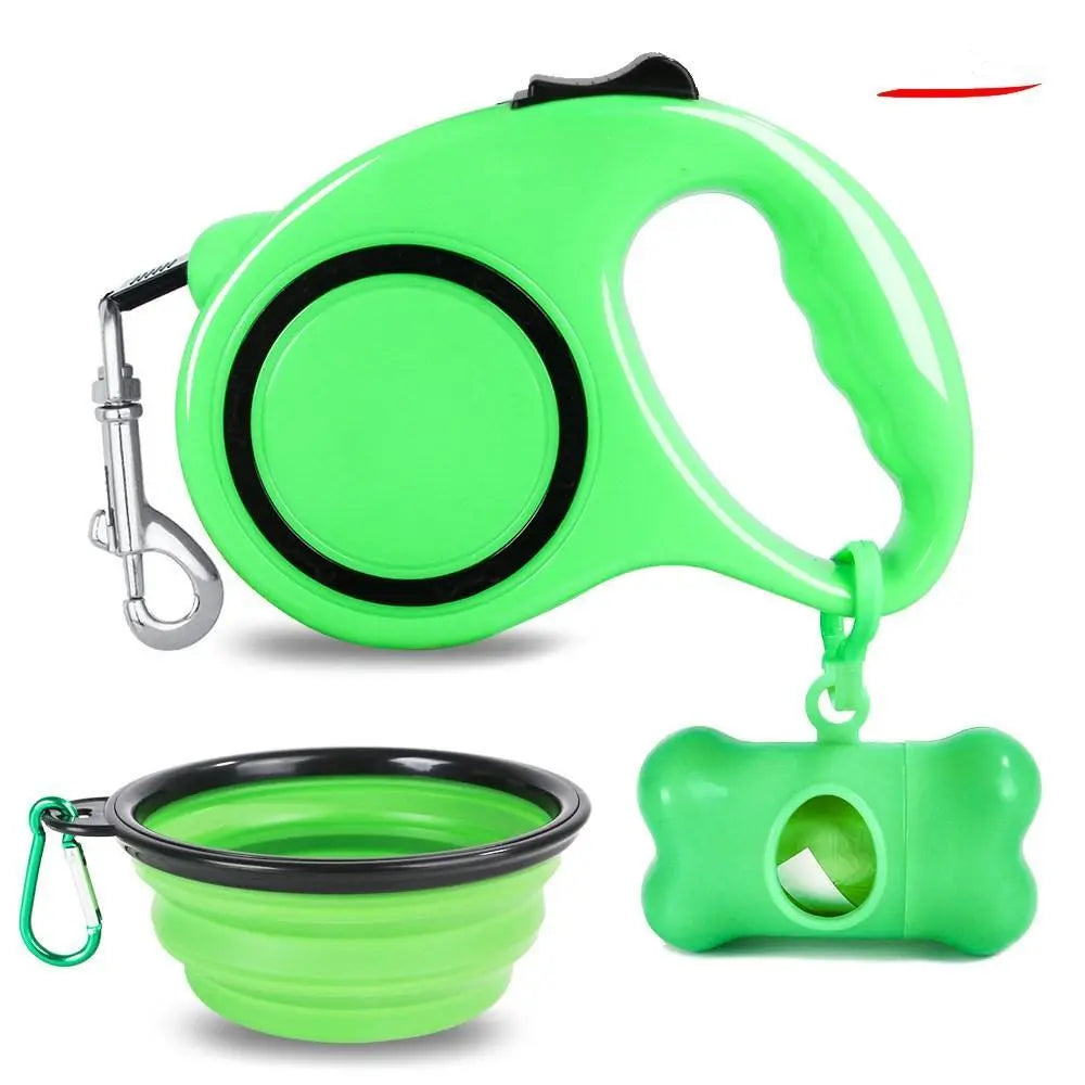 3-In-1 Dog Traction Rope And Folding Bowl Set Dog Hugs Cat