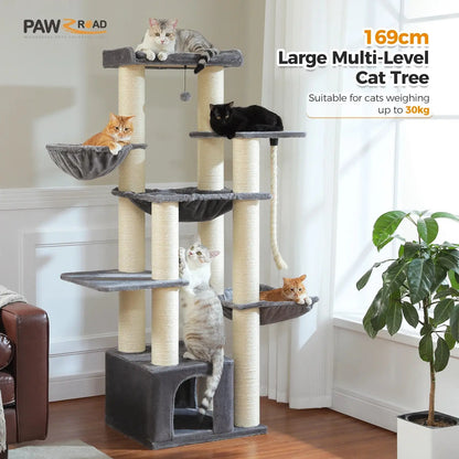 Excel Pets Multi Level Cat Tree For Large Cats With Hammock And 11 Robust Sisal Posts And Large Perch - Animals & Pet Supplies > Pet Supplies > Cat Supplies > Cat Furniture > Cat Trees & Towers cat