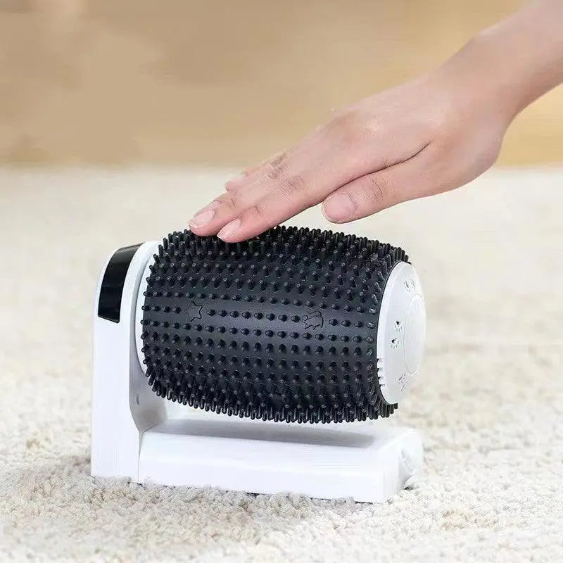 Ultimate Cat Spa Corner Groomer black spiked self-grooming brush for cats with white base
