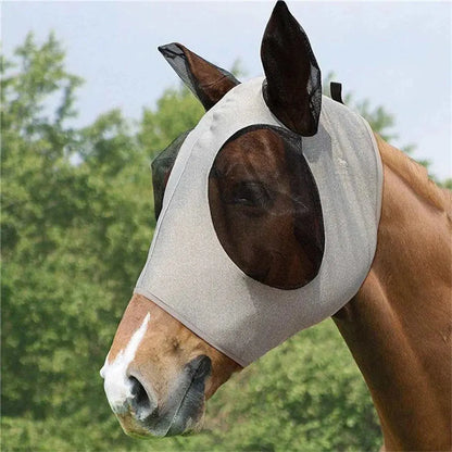 Excel Pets Mosquito Proof Horse Mask Breathable Stretch Knit Mesh Fly Mask for Horses Universal Fit Equestrian Fly Protection - Sporting Goods > Outdoor Recreation > Equestrian > Horse Care > Horse Fly Masks Equine