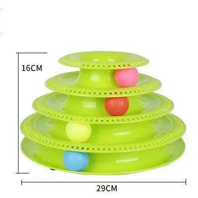 Interactive Cat Ball Tower toy with four-tiered track and colorful balls for engaging cat playtime