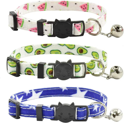 xpangle Triple Pack Adjustable Breakaway Cat Collars With Bells For Safe Comfortable Active Cats In Colorful Styles - Animals & Pet Supplies > Pet Supplies > Pet Collars & Harnesses > Breakaway & Safety Collars cat