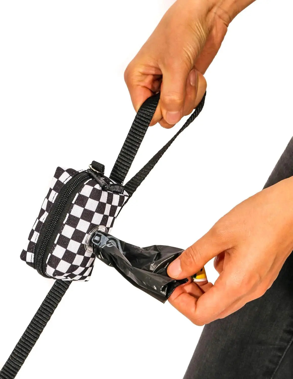 Poopycute - Cute Dog Poop Bag Holder for Leash Poop Bags for Dogs Vegan Friendly Dog Poop Bag Dispenser Dog Treat Pouch Leash Poop Bag Holder Dog Waste Bag Dispenser Dog Bag Holder Checkered poopyCUTE