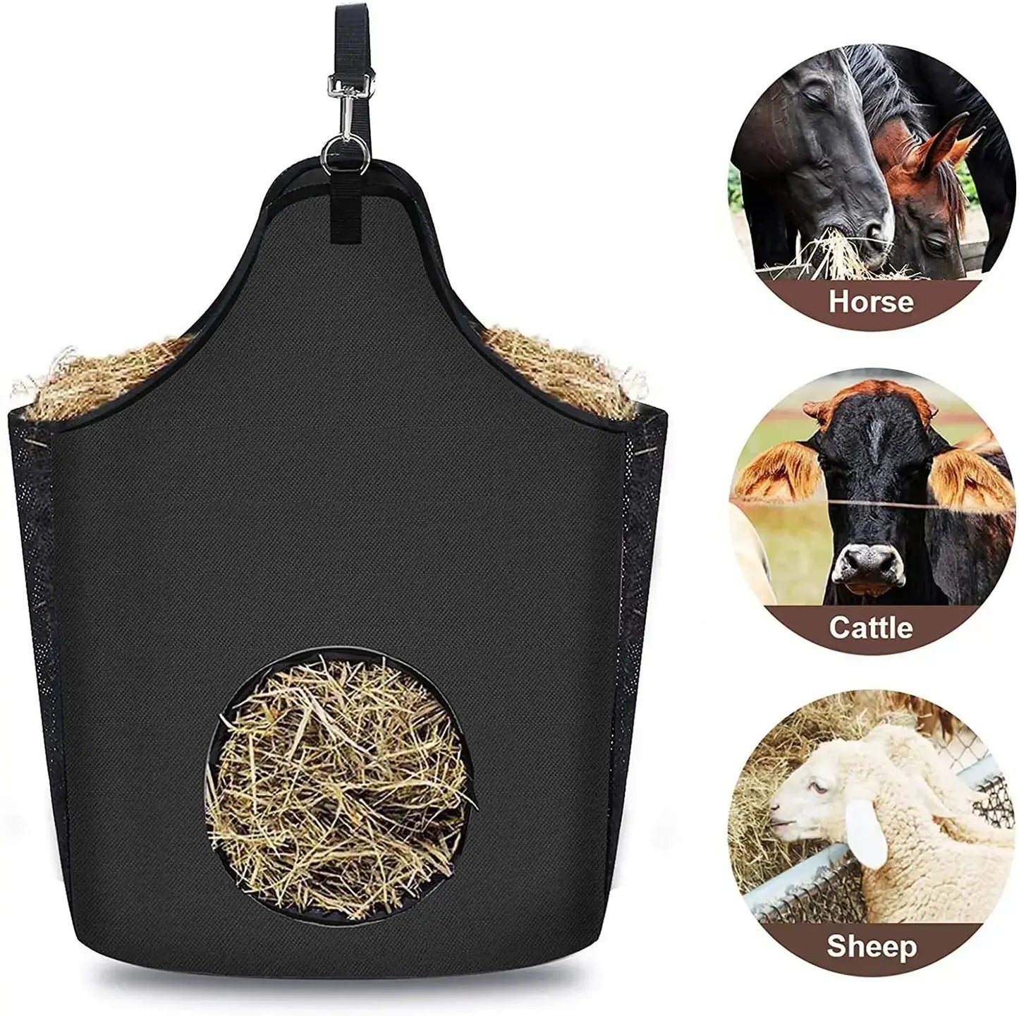 Hay Bag for Horse Pouch Oxford Feeding Waterproof Animals Feeder Hay Sheep Horse Accessories Equestrian Equipment Farm Supplies Excel Pets
