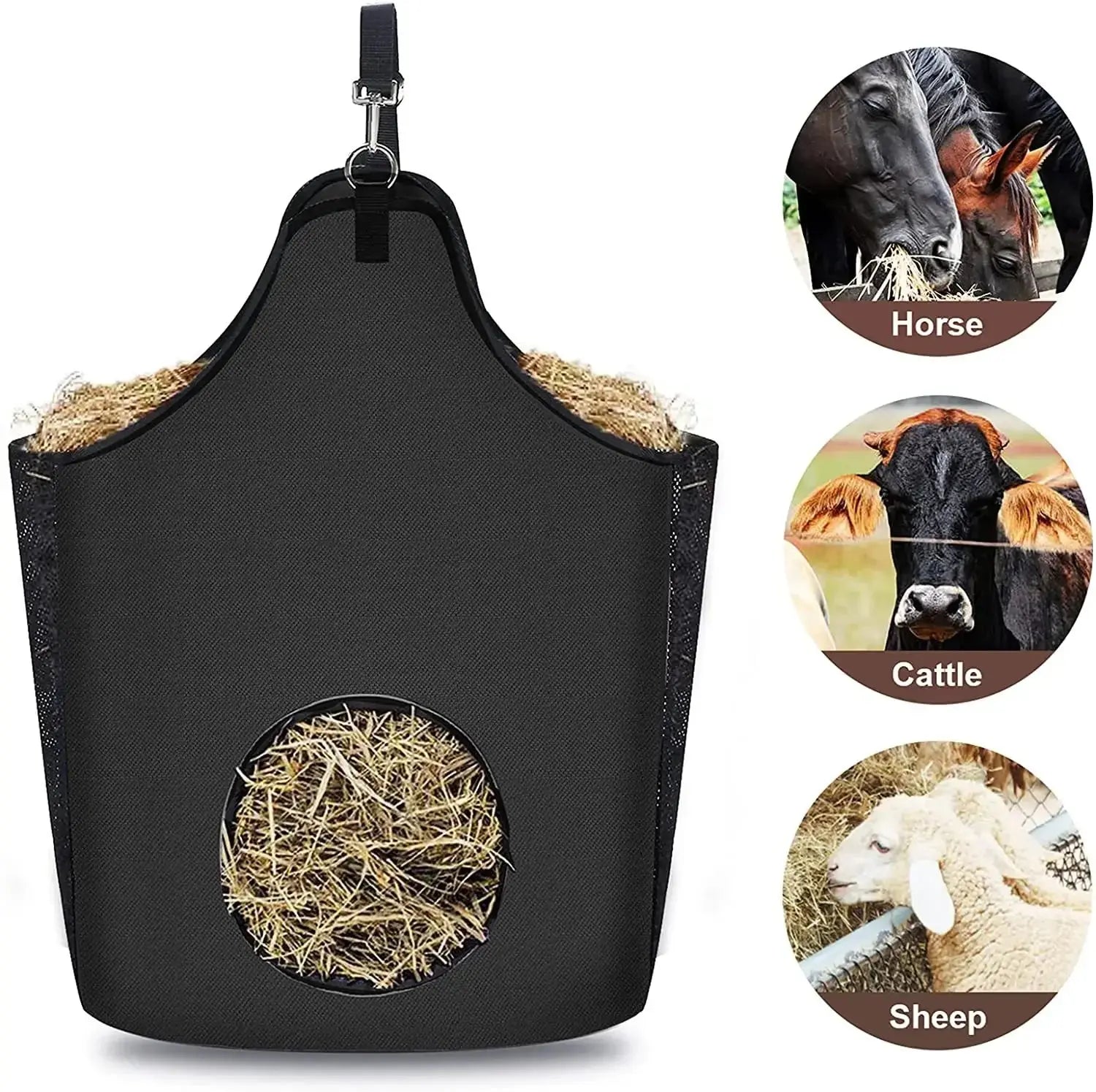 Hay Bag for Horse Pouch Oxford Feeding Waterproof Animals Feeder Hay Sheep Horse Accessories Equestrian Equipment Farm Supplies Excel Pets