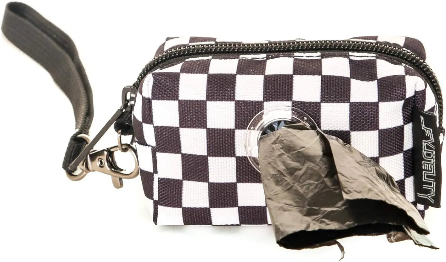 Poopycute - Cute Dog Poop Bag Holder for Leash Poop Bags for Dogs Vegan Friendly Dog Poop Bag Dispenser Dog Treat Pouch Leash Poop Bag Holder Dog Waste Bag Dispenser Dog Bag Holder Checkered poopyCUTE