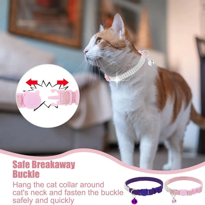 EXPAWLORER Expawlorer Soft Velvet Breakaway Cat Collar With Rhinestones Adjustable Nine To Twelve Inches - Animals & Pet Supplies > Pet Supplies > Pet Collars & Harnesses > Breakaway & Safety Collars cat