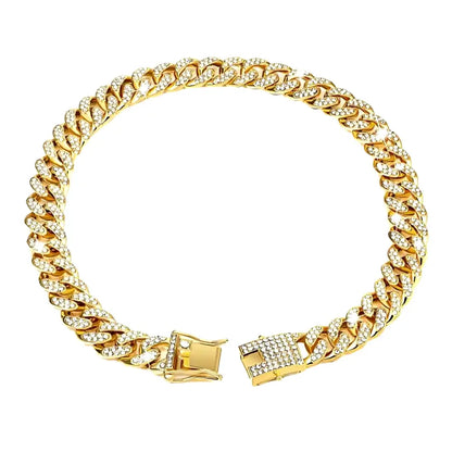 Excel Pets Sparkling Rhinestone Chain Dog Cat Collar For Small And Medium Dogs Gold Link Pet Jewelry Necklace - Animals & Pet Supplies > Pet Supplies > Pet Collars & Harnesses > Standard Collars Dog